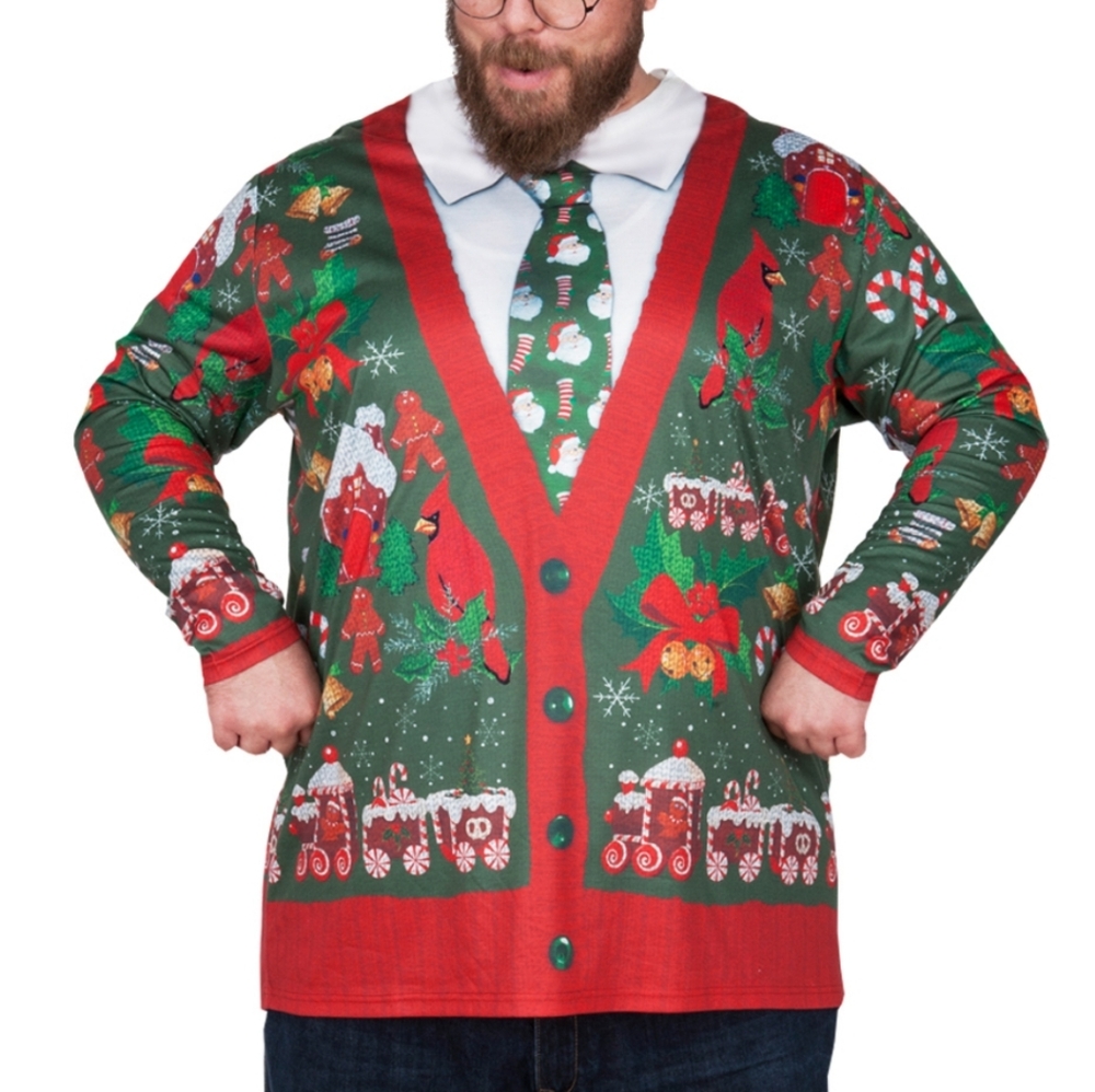Christmas Cardigan Fake Sweater Long Sleeve ugly sweater